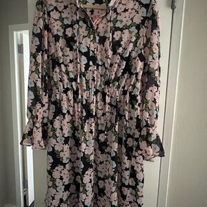 J. Crew Blue and Pink Ruffled Dress